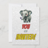 Elephant Niedlich Personalisierten Geburtstag Einl Einladung (Rückseite)