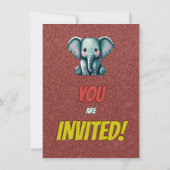 Elephant Niedlich Personalisierten Geburtstag Einl Einladung (Rückseite)
