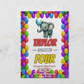 Elephant Niedlich Personalisierten Geburtstag Einl Einladung (Vorne/Hinten)