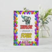 Elephant Niedlich Personalisierten Geburtstag Einl Einladung (Stehend Vorderseite)