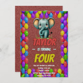 Elephant Niedlich Personalisierten Geburtstag Einl Einladung (Vorne/Hinten)