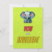 Elephant Niedlich Personalisierten Geburtstag Einl Einladung (Rückseite)
