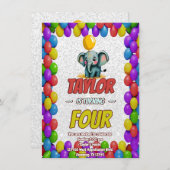 Elephant Niedlich Personalisierten Geburtstag Einl Einladung (Vorne/Hinten)