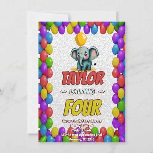 Elephant Niedlich Personalisierten Geburtstag Einl Einladung (Vorderseite)