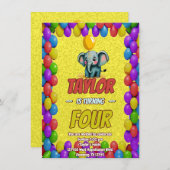 Elephant Niedlich Personalisierten Geburtstag Einl Einladung (Vorne/Hinten)