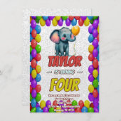 Elephant Niedlich Personalisierten Geburtstag Einl Einladung (Vorne/Hinten)