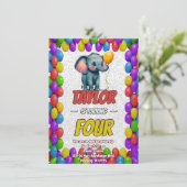Elephant Niedlich Personalisierten Geburtstag Einl Einladung (Stehend Vorderseite)