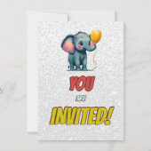 Elephant Niedlich Personalisierten Geburtstag Einl Einladung (Rückseite)