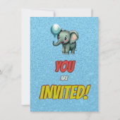 Elephant Niedlich Personalisierten Geburtstag Einl Einladung (Rückseite)