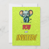 Elephant Niedlich Personalisierten Geburtstag Einl Einladung (Rückseite)