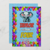 Elephant Niedlich Personalisierten Geburtstag Einl Einladung (Vorne/Hinten)