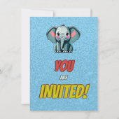 Elephant Niedlich Personalisierten Geburtstag Einl Einladung (Rückseite)