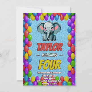 Elephant Niedlich Personalisierten Geburtstag Einl Einladung