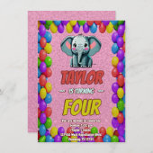 Elephant Niedlich Personalisierten Geburtstag Einl Einladung (Vorne/Hinten)