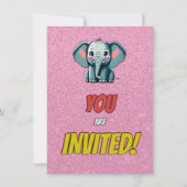 Elephant Niedlich Personalisierten Geburtstag Einl Einladung (Rückseite)