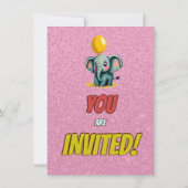 Elephant Niedlich Personalisierten Geburtstag Einl Einladung (Rückseite)