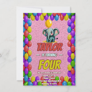 Elephant Niedlich Personalisierten Geburtstag Einl Einladung