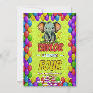 Elephant Niedlich Personalisierten Geburtstag Einl Einladung