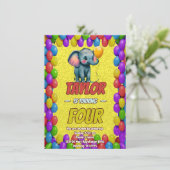 Elephant Niedlich Personalisierten Geburtstag Einl Einladung (Stehend Vorderseite)
