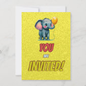 Elephant Niedlich Personalisierten Geburtstag Einl Einladung (Rückseite)