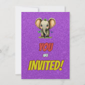 Elephant Niedlich Personalisierten Geburtstag Einl Einladung (Rückseite)