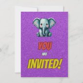 Elephant Niedlich Personalisierten Geburtstag Einl Einladung (Rückseite)