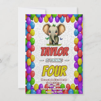 Elephant Niedlich Personalisierten Geburtstag Einl Einladung