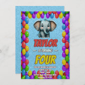 Elephant Niedlich Personalisierten Geburtstag Einl Einladung (Vorne/Hinten)