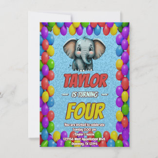 Elephant Niedlich Personalisierten Geburtstag Einl Einladung