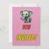 Elephant Niedlich Personalisierten Geburtstag Einl Einladung (Rückseite)