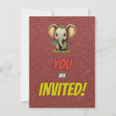 Elephant Niedlich Personalisierten Geburtstag Einl Einladung (Rückseite)
