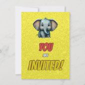 Elephant Niedlich Personalisierten Geburtstag Einl Einladung (Rückseite)