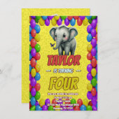 Elephant Niedlich Personalisierten Geburtstag Einl Einladung (Vorne/Hinten)