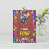 Elephant Niedlich Personalisierten Geburtstag Einl Einladung (Stehend Vorderseite)