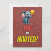 Elephant Niedlich Personalisierten Geburtstag Einl Einladung (Rückseite)