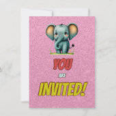 Elephant Niedlich Personalisierten Geburtstag Einl Einladung (Rückseite)