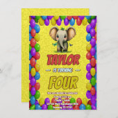 Elephant Niedlich Personalisierten Geburtstag Einl Einladung (Vorne/Hinten)