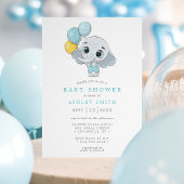 Elephant Niedlich Watercolor Boy Baby Shower Einladung