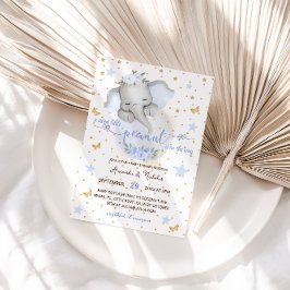 Elephant Niedliche botanische Elegant Baby Boy Dus Einladung