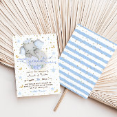 Elephant Niedliche botanische Elegant Baby Boy Dus Einladung