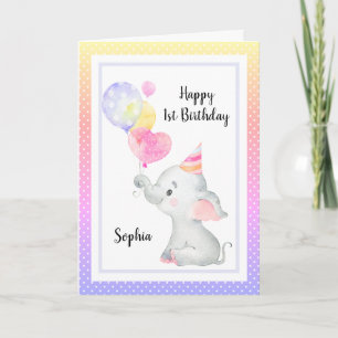 Elephant Niedliche Geburtstag Girl Custom Personal Karte
