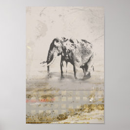 Elephant Nomad Wildlife Print Poster