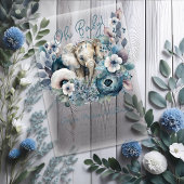 Elephant Oh Baby Blue Floral Baby Dusche Acryleinladungen