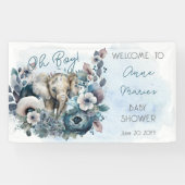 Elephant Oh Boy Blue Floral Baby Dusche Banner (Horizontal)