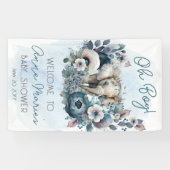 Elephant Oh Boy Blue Floral Baby Dusche Banner (Horizontal)