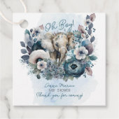 Elephant Oh Boy Blue Floral Baby Dusche Geschenkanhänger (Vorderseite)