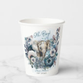 Elephant Oh Boy Blue Floral Baby Dusche Pappbecher (Rückseite)