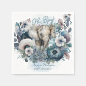 Elephant Oh Boy Blue Floral Baby Dusche Serviette (Vorderseite)