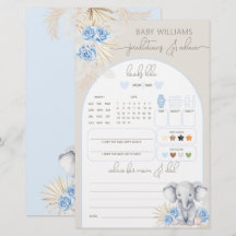 Elephant Oh Boy Safari Baby Shower Prediction Game