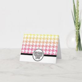 Elephant Ombre Yellow Pink Hahnentrittmuster Cards Dankeskarte